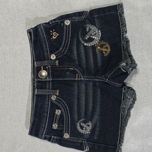 Justice Dark Blue Jean Shorts with Embellishments